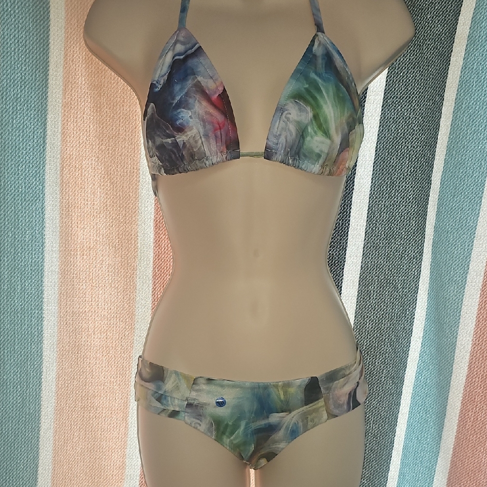 Women’s Multicolor Marble Triangle Bikini Set